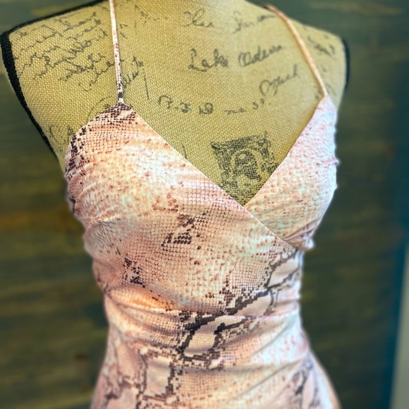 NWT Satin Pink Long Surplice Slip Dress Women's Bohemian Animal Print M & L - Picture 8 of 15